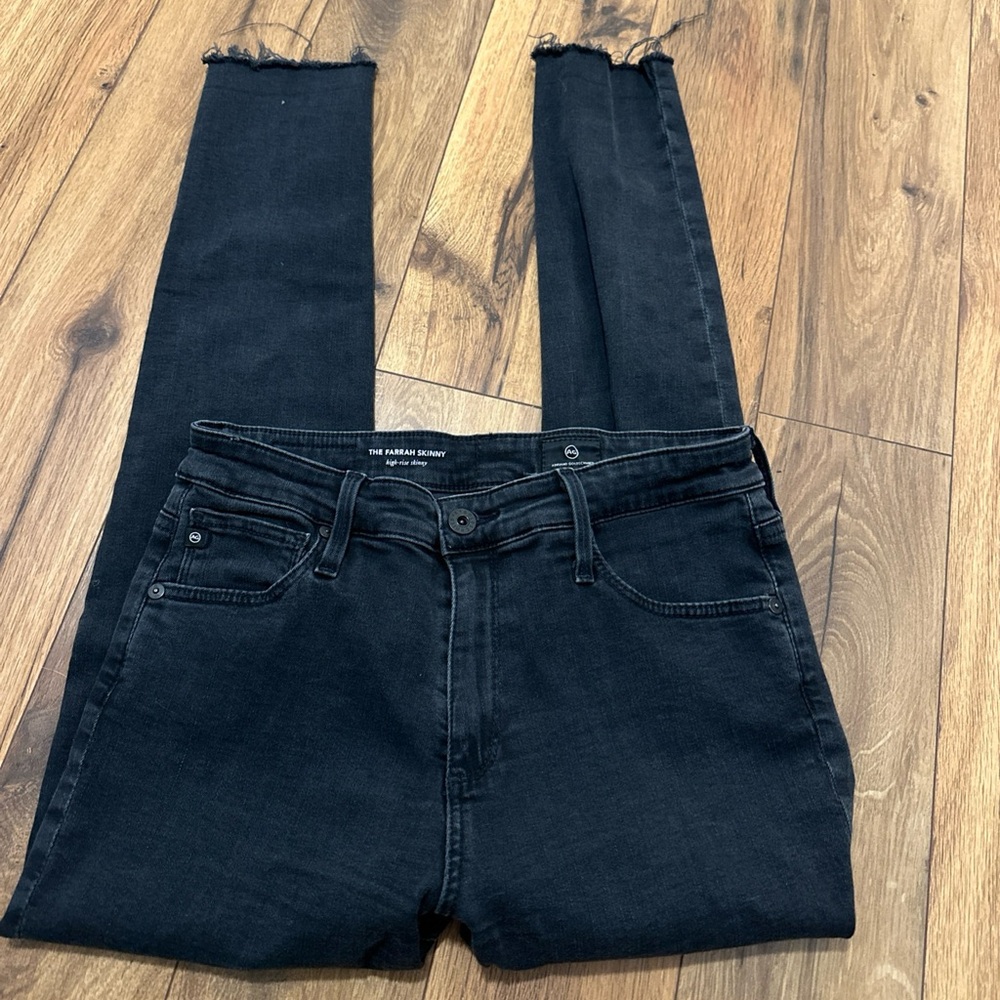 The Farrah Skinny AG High Rise Skinny Black Jeans 28R